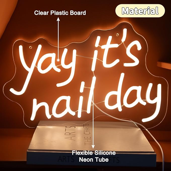 Yay It's Nail Day Neon Sign for Wall Decor, LED Dimmable Lights Nail Room Decor - Image 7