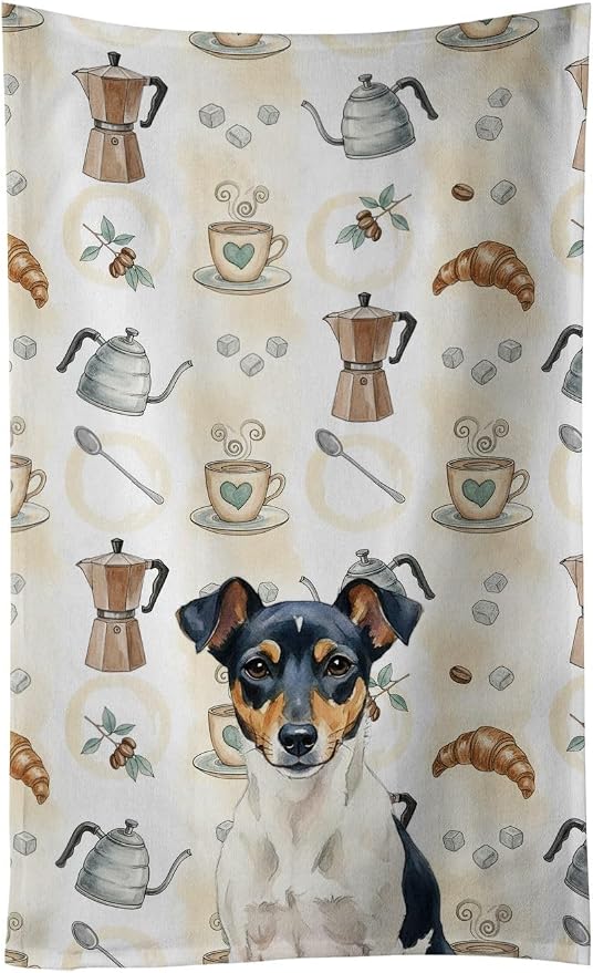 Caroline's Treasures Tricolor Rat Terrier Coffee Bar Kitchen Towel Velour Plush by CarolinesTreasures