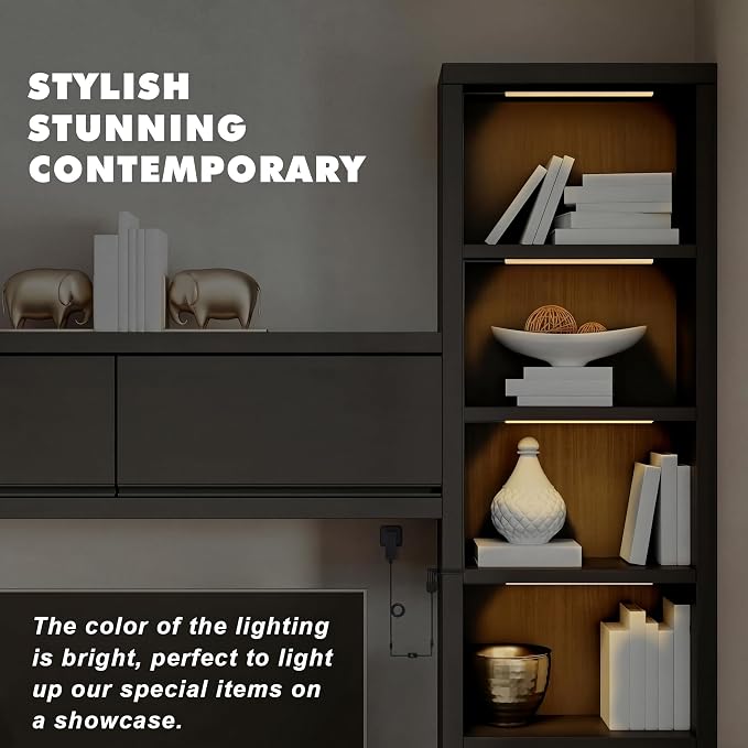 JUSJUBR Black Display Shelf Lighting, 4 Pack x12 Inch Display Lights - Image 4
