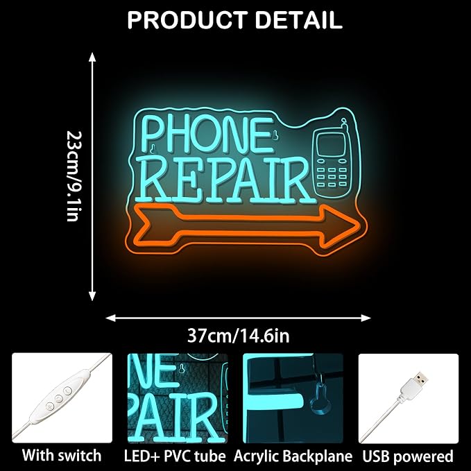 Looklight Phone Repair Neon Sign Arrow Neon Lights - Image 5