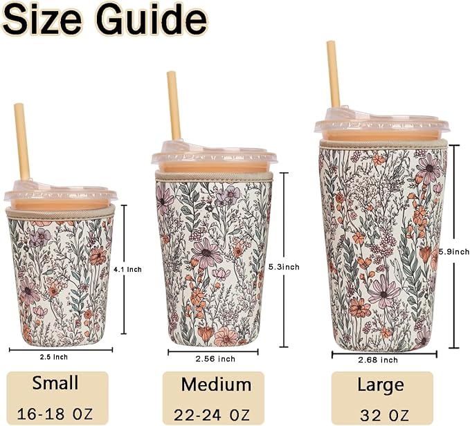Reusable Insulated Sleeve for Iced Coffee Cup, Coffee Neoprene Sleeve for Cold - Image 5