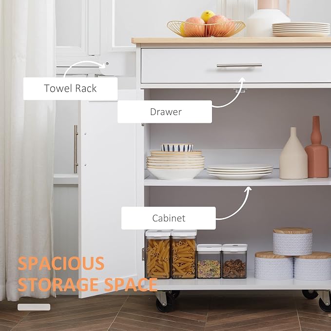 32" Small Kitchen Island Cart on Wheels - Image 3