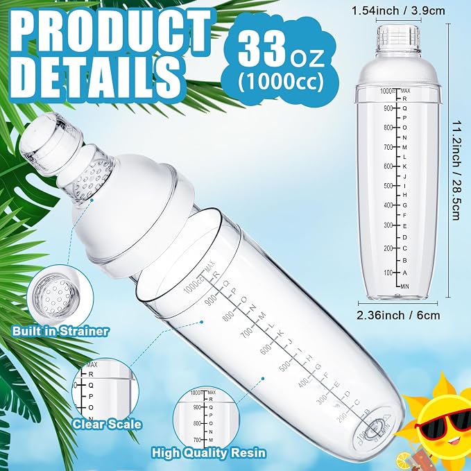 Lallisa 12 Pcs Plastic Cocktail Shaker Drink Mixer - Image 2