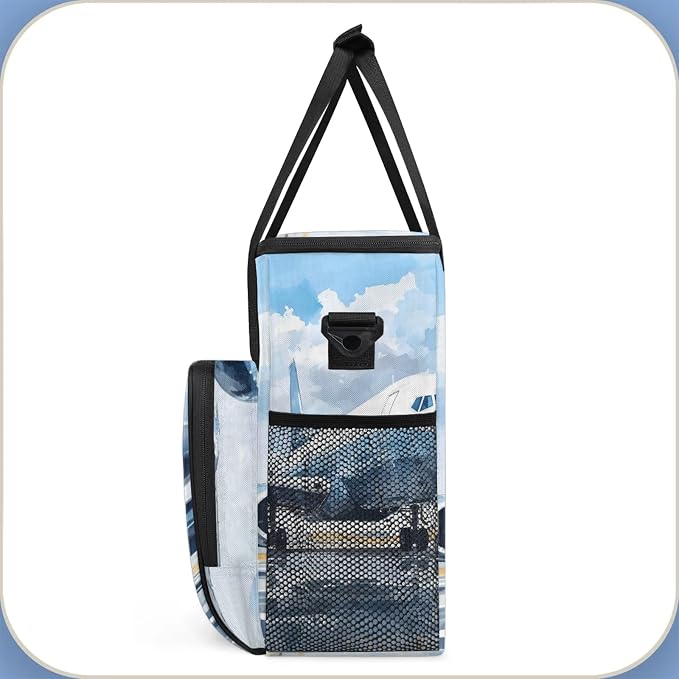 Airplanes Printed Coffee Maker Carring Bag, Large Insulated Storage Organizer - Image 4