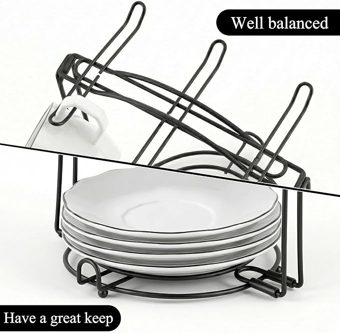 YOLIFE Tea Cup Holder for Countertop, Metal Cup and Saucer Display Stand - Image 5