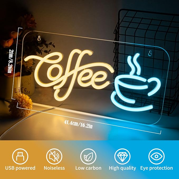 Coffee Neon Sign for Wall Decor, Bright LED Coffee Sign Room Decor Neon Light - Image 3