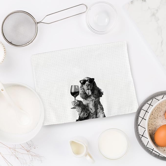 Cocker Spaniel Gifts Wine Dog Kitchen Towels, Gifts - Image 6