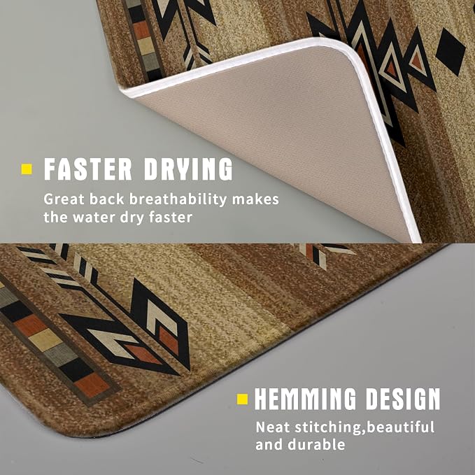 Giwawa 16"x18" Southwestern Dish Drying Mat Rustic Brown Tribal Ethnic Small - Image 3