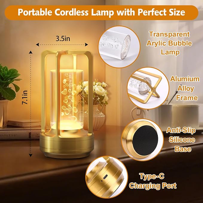 Portable Table Lamp for Outdoor Indoor: Cordless Rechargeable Desk Lamp - Image 4