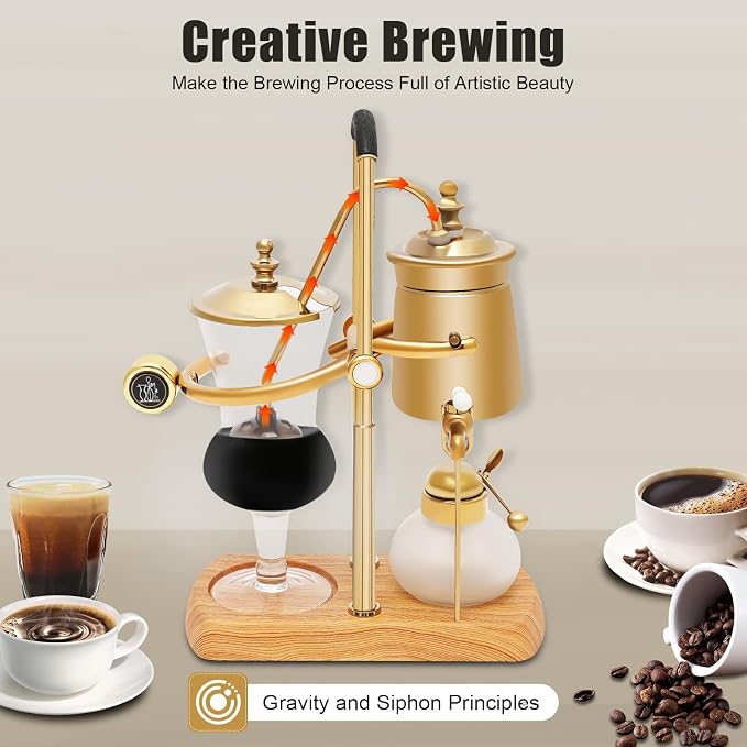 Siphon Coffee Maker, 400 Ml/15 Oz Syphon Coffee Brewer Belgium Luxury Royal - Image 4