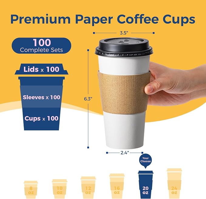 Fit Meal Prep 100 Pack 20 oz Disposable Coffee Cups - Image 2