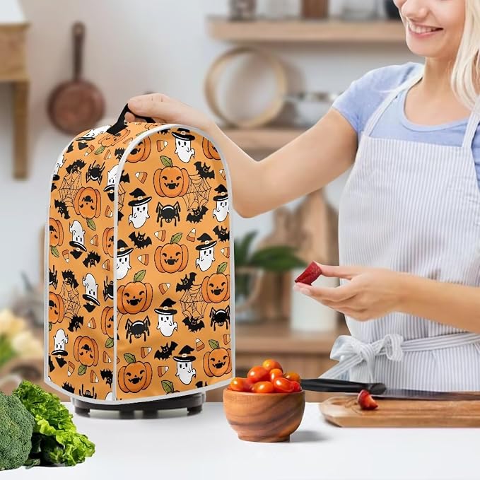 Cute Pumpkin Ghost Blender Dust Cover Anti Fingerprint Polyester Stand Mixer or - Image 3