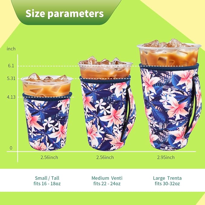 3 Pack Iced Coffee sleeve Insulated Neoprene Cup Sleeves - Image 2