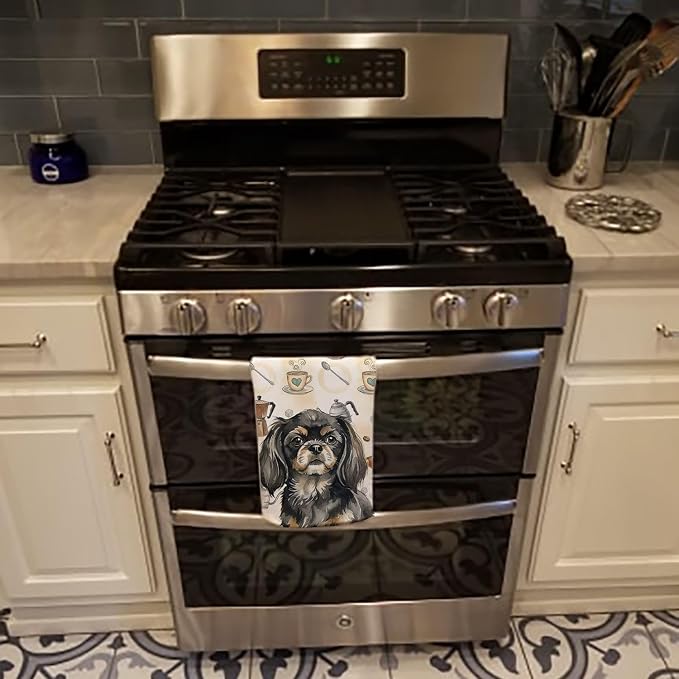 Caroline's Treasures Black and Tan Tibetan Spaniel Coffee Bar Kitchen Towel - Image 5