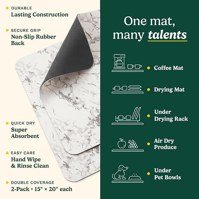 Cuisinart Coffee Mat for Countertop–Quick-Dry Absorbent Coffee Bar Mat for - Image 3