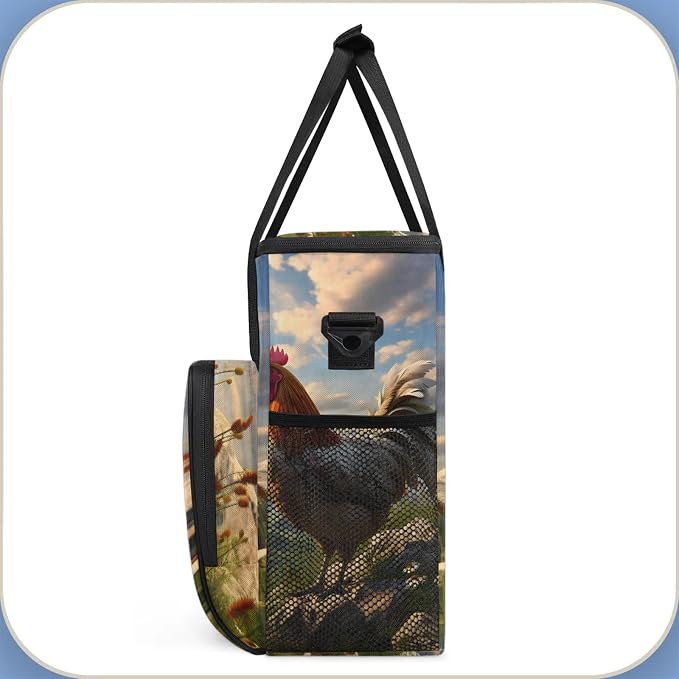 Farmhouse Chicken Coffee Maker Carring Bag, Large Insulated Storage Organizer - Image 4
