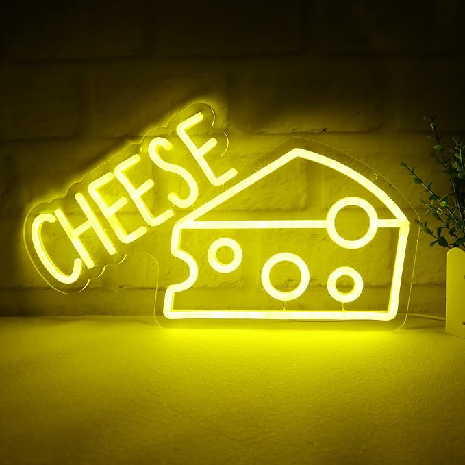 Balanar CHEESE Neon Signs For Wall Decor LED Lights For Bedroom Yellow Neon by BalanarNeon