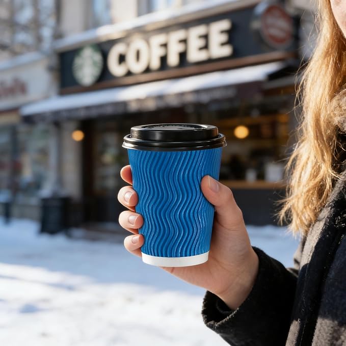 Lamosi 8 oz 100 Pack Disposable Coffee Cups - Image 5