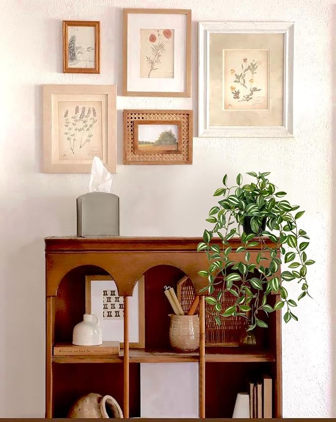 2 Pack Fake Hanging Plants for Shelf in Back Pot, Small Artificial Hanging Ivy - Image 5