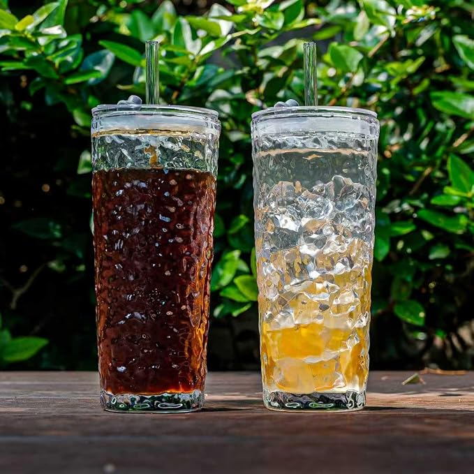 20oz Glass Tumblers with Lids and Straws - Image 8