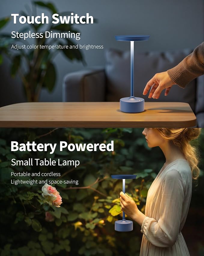 PUSU Rechargeable Table Lamps Set of 2, Stepless Dimming & 3 Color 2700K-6000K - Image 4
