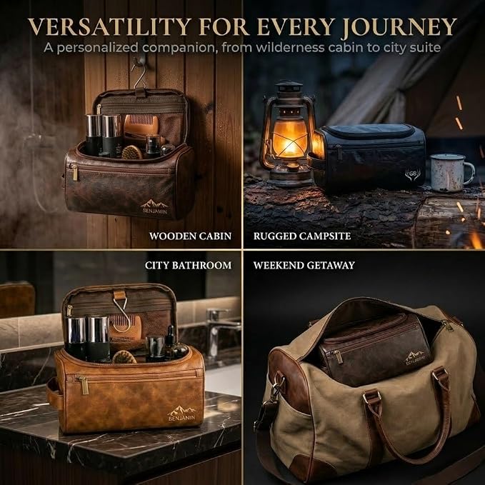 Ayperoad® Personalized Leather Toiletry Bag - Image 8
