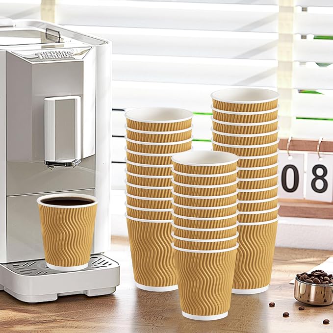 Lamosi Disposable Coffee Cups 8 OZ 100 Pack Champagne, Paper Coffee Cups 8 OZ - Image 6