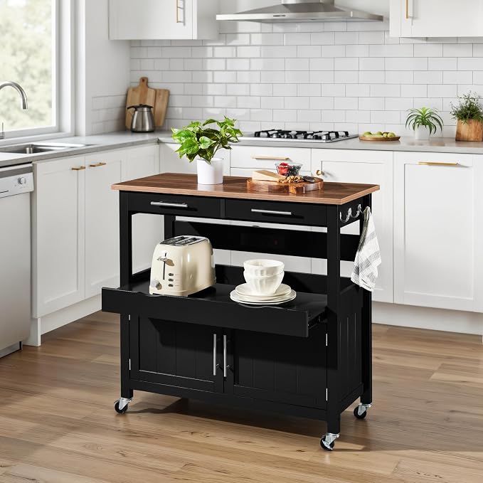 Best Choice Products 36in Large Rolling Kitchen Island Cart, 2-Door Cabinet - Image 7
