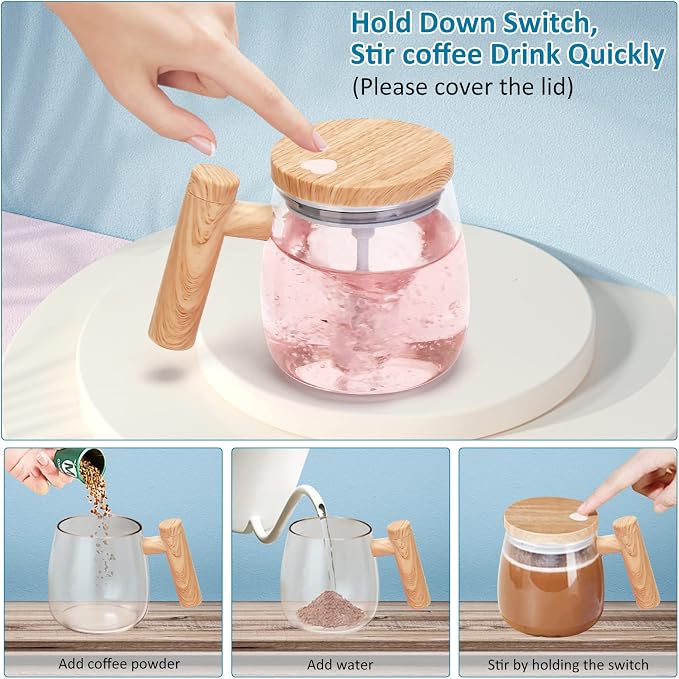 Self Stirring Coffee Mug, Glass Electric Self Mixing Cup - Image 3