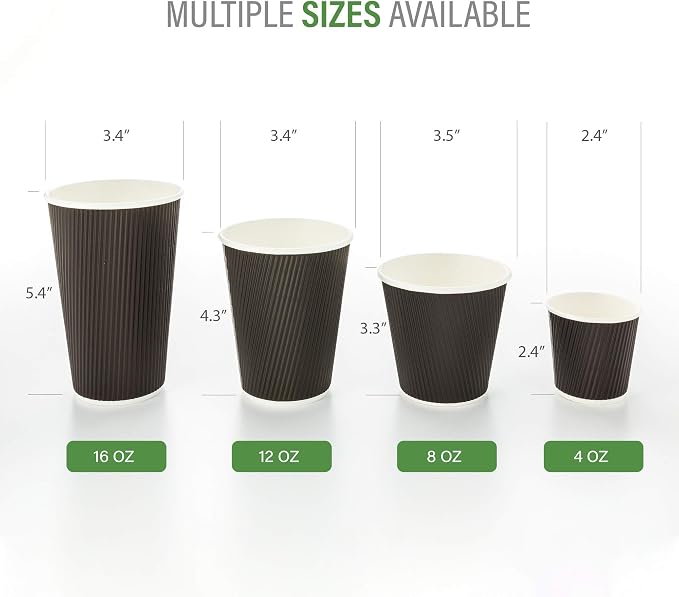 Restaurantware-12 Ounce Paper Coffee Cups, 25 Ripple Disposable Paper Cups - Image 3