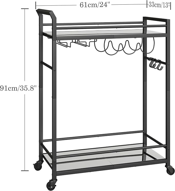 3 Tier Bar Cart, Small Beverage Cart, Mini Bar Cart - Image 4