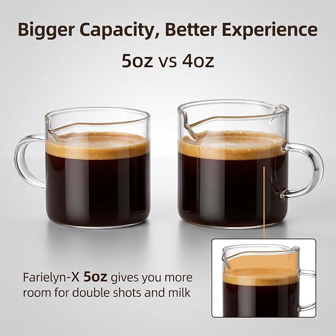 5 OZ Espresso Cups Set of 2, Double Spouts Cups, Shot Glasses, Milk Cup - Image 5