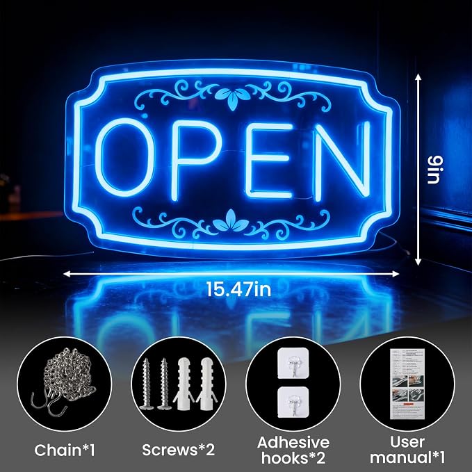 LED Neon Open Signs for Business Window Wall Door, Light Up Open Lights Sign - Image 4