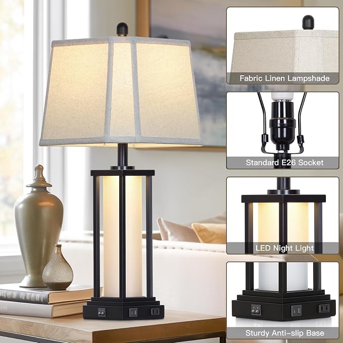 Cinkeda 27" Tall Vintage Table Lamp Set of 2 - Image 7