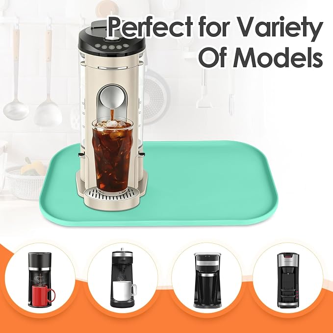 Silicone Coffee Maker Mat with Lip, 17.4'' x 10.6'' Heavy Duty Coffee Maker Mat - Image 6