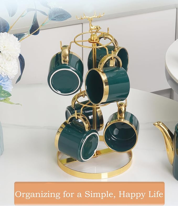 Coffee Mug Tree Holder for Counter, Christmas Elk Double Tier Mug Teacup Metal - Image 4