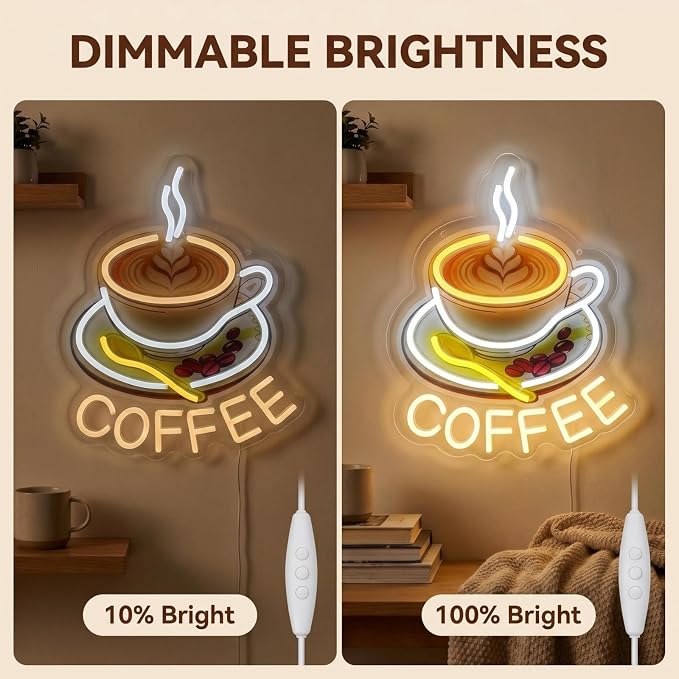 Coffee neon light, UV printed dimmable coffee LED wall decoration, suitable - Image 5