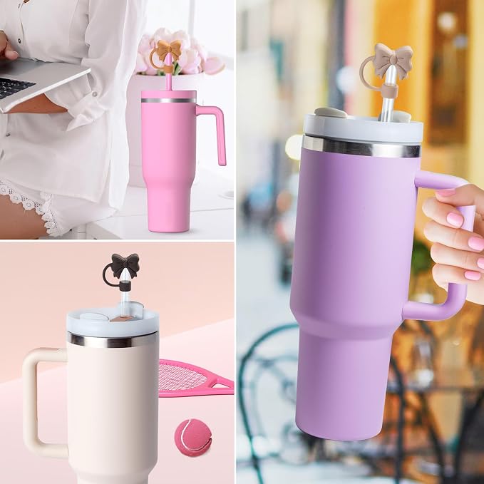 6PCS Bow Straw Toppers, Cute Straws Covers - Image 2