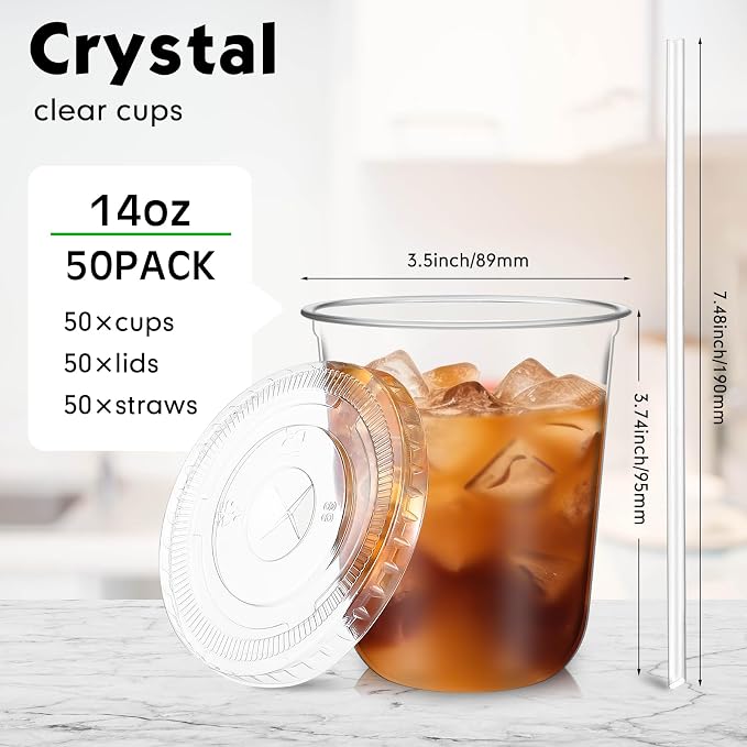 Ziliny 50 Set Clear Plastic Cups - Image 3
