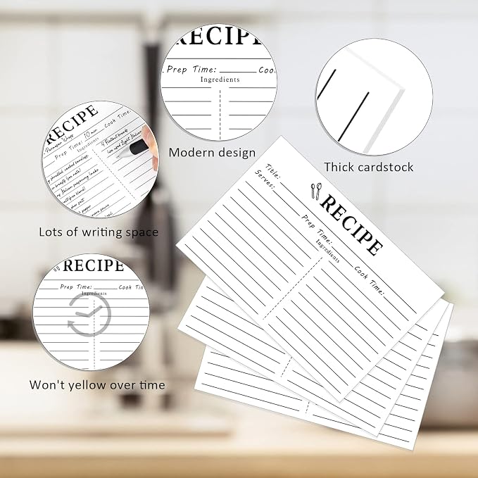 100 Count Recipe Cards, Recipe Cards 3x5 White, 3x5 Recipe Card Double Sided - Image 3