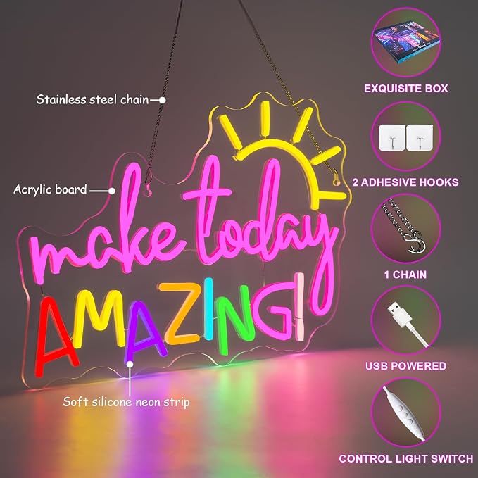Make Today Amazing Neon Sign Classroom Wall Decor Reading Neon Signs - Image 3