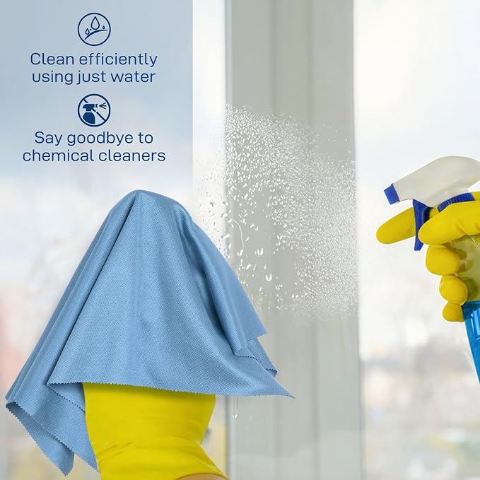 Microfiber Cleaning Cloths Glass Cleaner: 8 Packs 18X18 Window Cleaner Kit Wine - Image 4