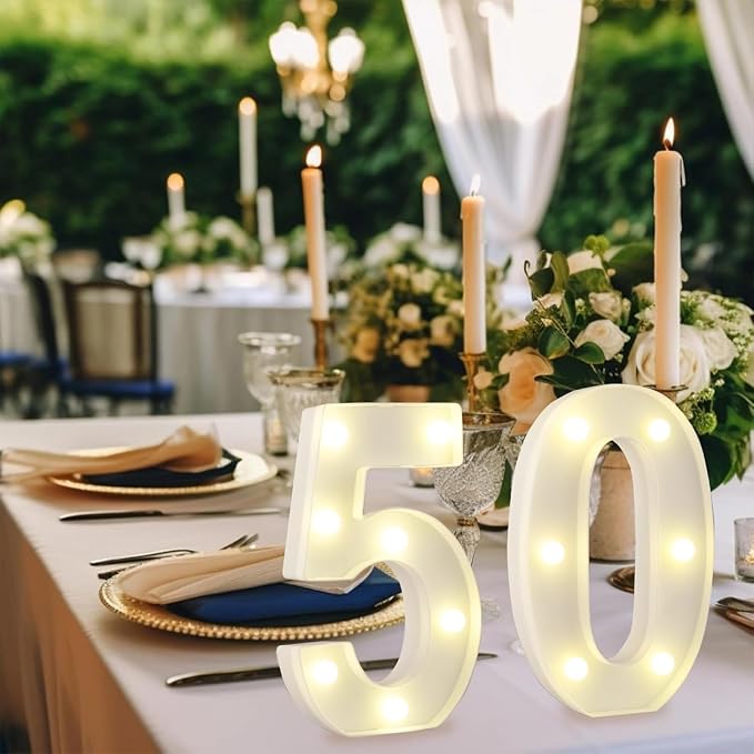 50 LED Marquee Number Light Up Sign, 50th Birthday Table Decorations - Image 4