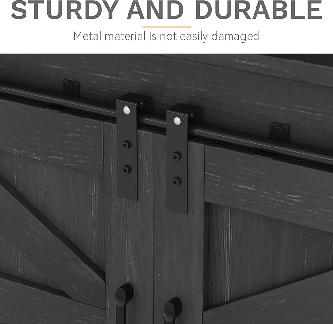 DWVO Farmhouse Buffet Cabinets, Sliding Barn Door Sideboard Cabinet - Image 7