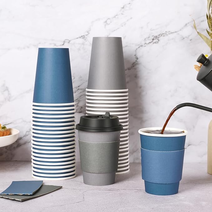 LITOPAK 100 Pack 12 oz Disposable Paper Coffee Cups - Image 3