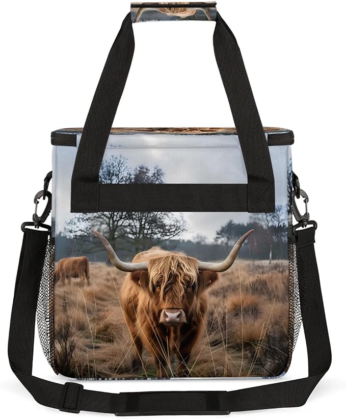 Highland Cow Animal Coffee Maker Carring Bag, Large Insulated Storage Organizer - Image 5