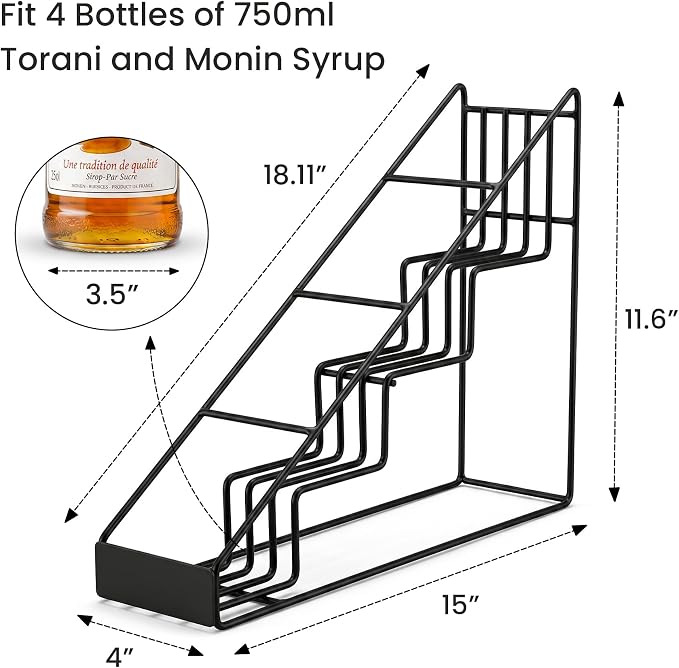 mustry Coffee Syrup Rack for Coffee Bar Accessories, Coffee Syrup Holder Fits - Image 2