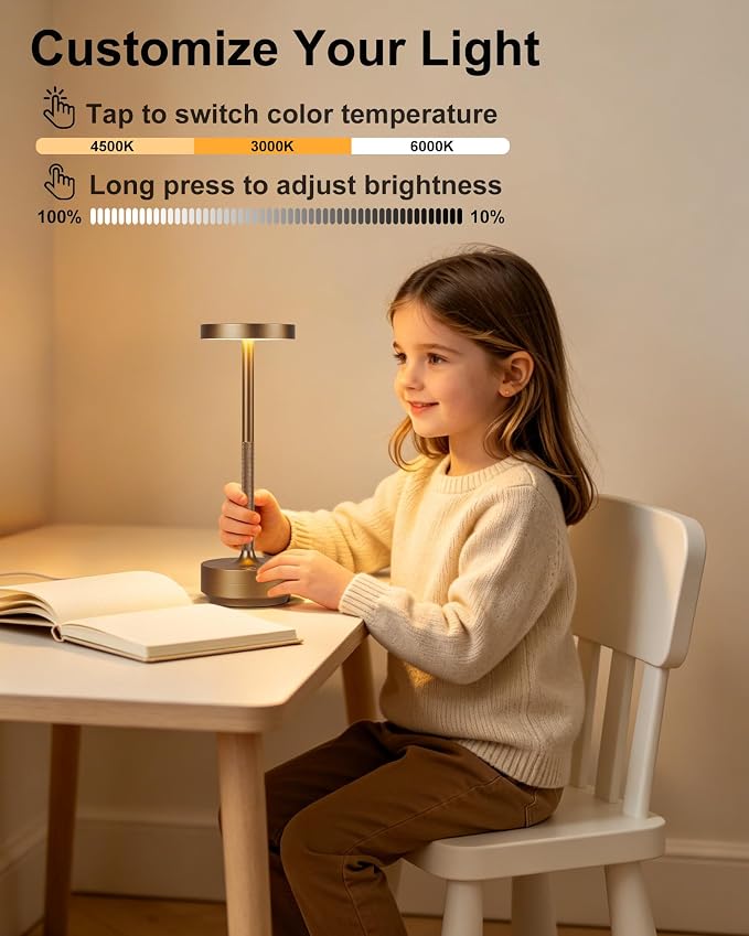 LED Cordless Table Lamp - 5000mAh Rechargeable Battery Operated Outdoor - Image 2