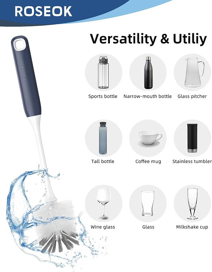ROSEOK Bottle Brush, Water Bottle Brush, Flexible Bottle Brush, Cup Cleaner | - Image 3