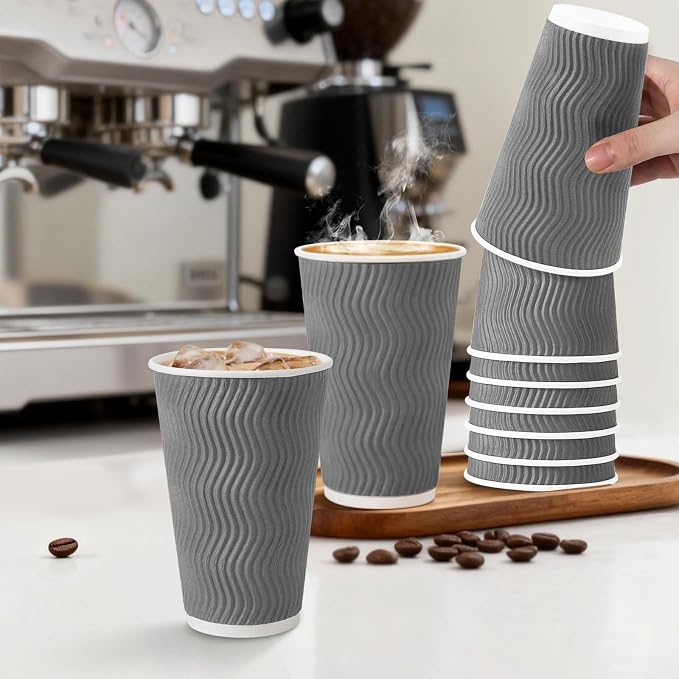Clawsoff 500 Pack 16 oz Disposable Coffee Cups No Lids, Insulated Ripple Wall - Image 4